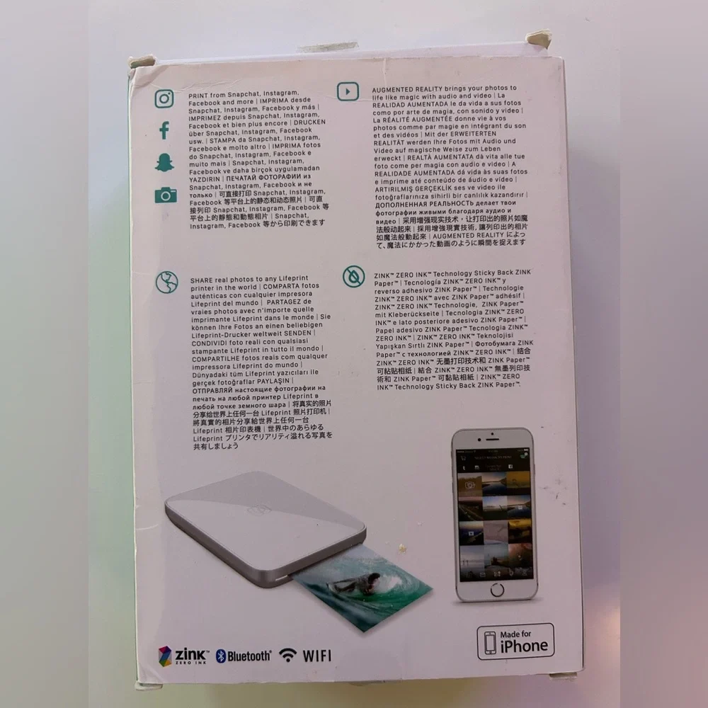 White Photo & Video Printer for iPhone